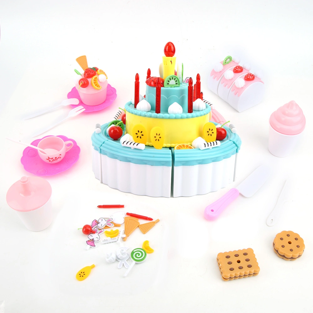 Kid Girl Double Layer Simulation Cake Kitchen Play House Educational Toy with Light SoundBlueberry