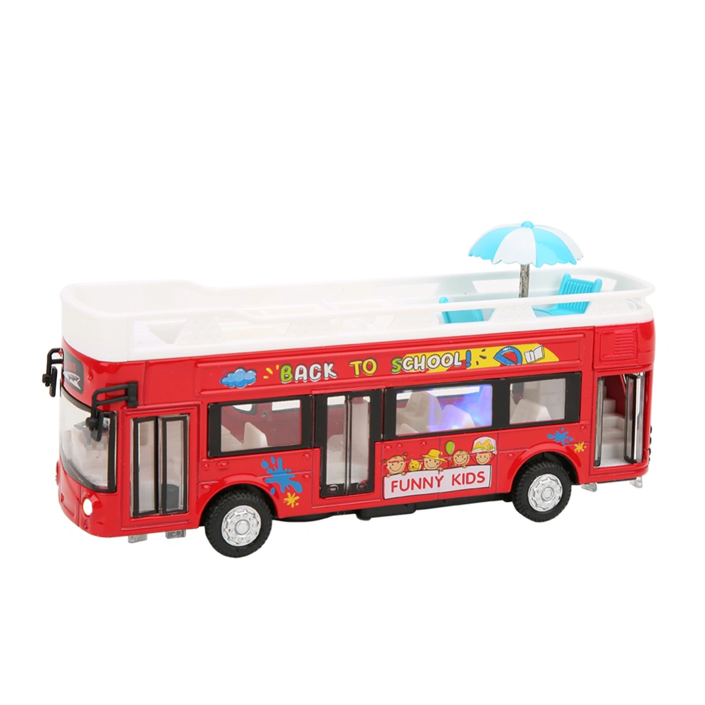 Miniature Simulation Alloy Tour Bus Model Pull Back Car Toy Gift Collection Decoration (Red)