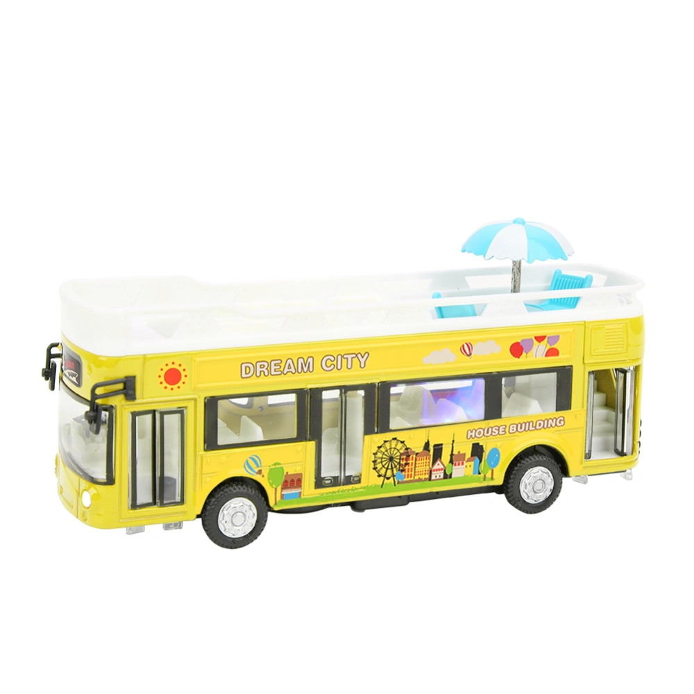 Miniature Simulation Alloy Tour Bus Model Pull Back Car Toy Gift Collection Decoration (Yellow)