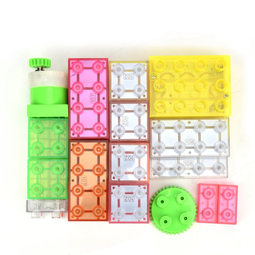 42Pcs Electronic Building Blocks Rotation Light Up DIY Stacking Toys with Kid-Friendly Circuits