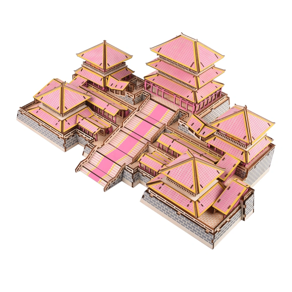 DIY Kid 3D Puzzle Chinese House Model Wooden Accessory Assembled Jigsaw Intelligent Toy