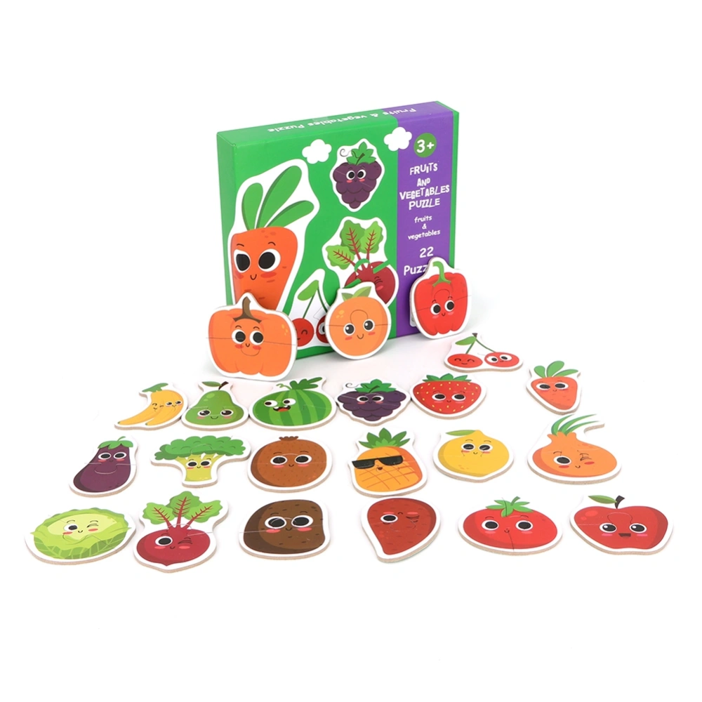 Wooden Matching Puzzle Toy Kids Learning Educational Cognitive Game Set (Vegetables)