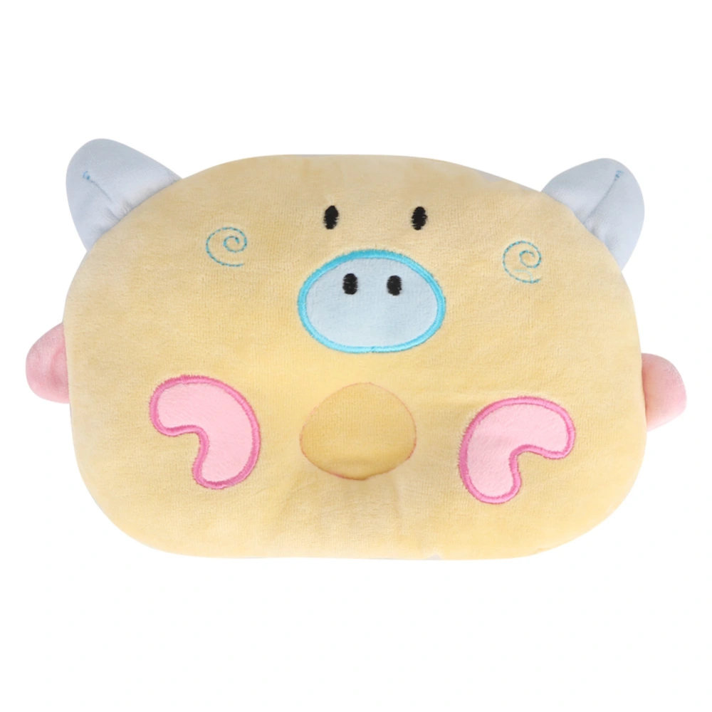 Yellow Pig Crystal Velvet Baby Pillow Soft Newborn Bed Headrest Infant Head Protection Cushion