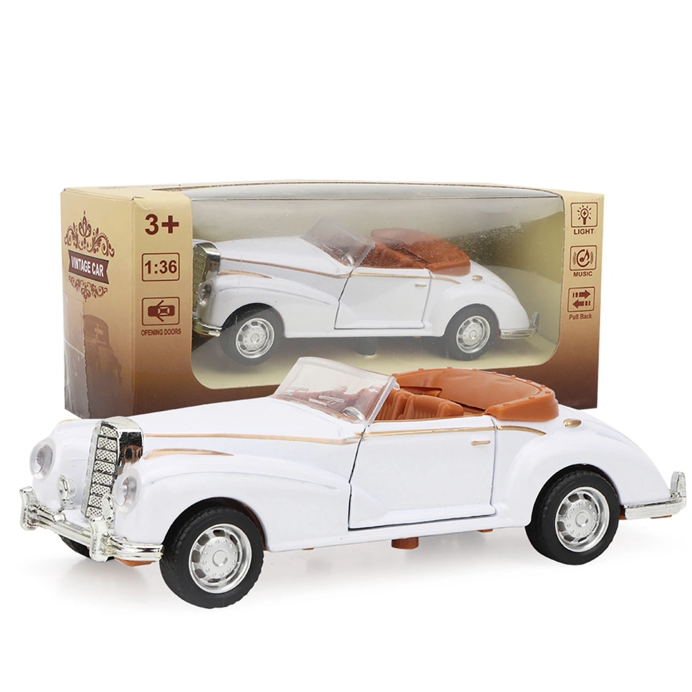 Mini Stimulation Alloy Classic Car Roadster Sound and Light Model Toy Vehicle (White)