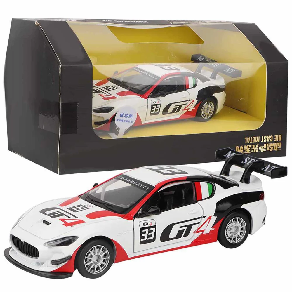 Alloy Sports Car Model Simulation Racing Car Pull Back Car Toy with Sound LED Light Kid's Gift