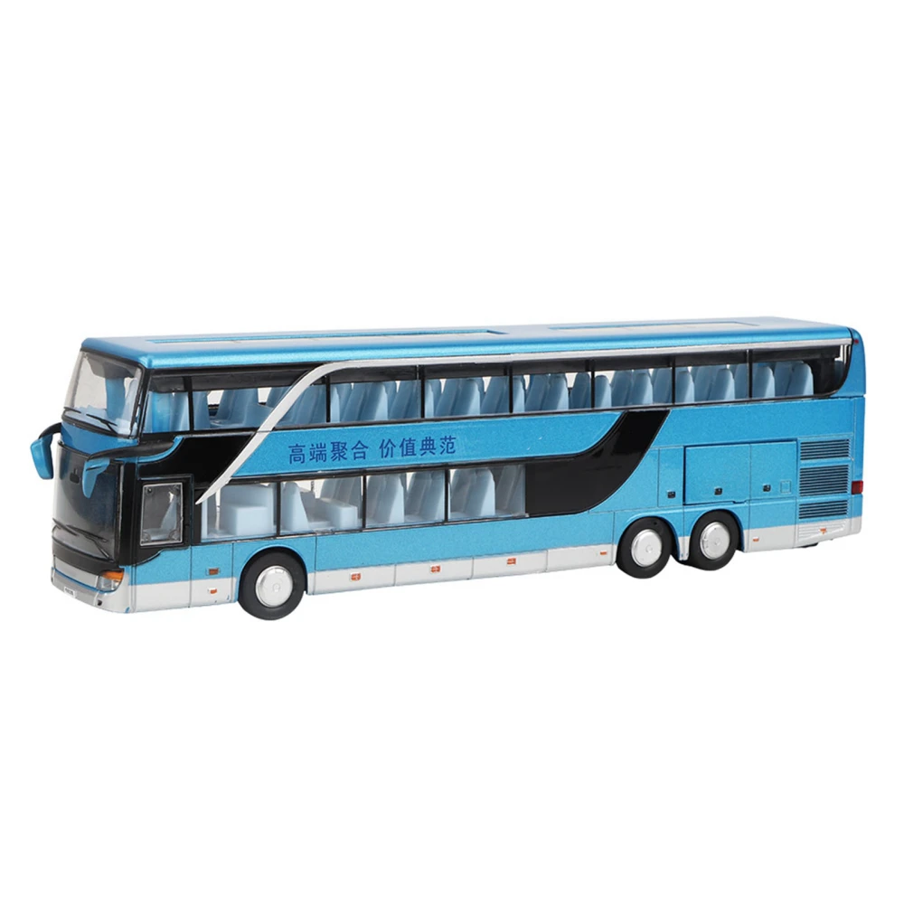 Electric 1:32 Alloy Doubledecker Bus Model Toy with Light Music for Children Kids Gift (Blue)