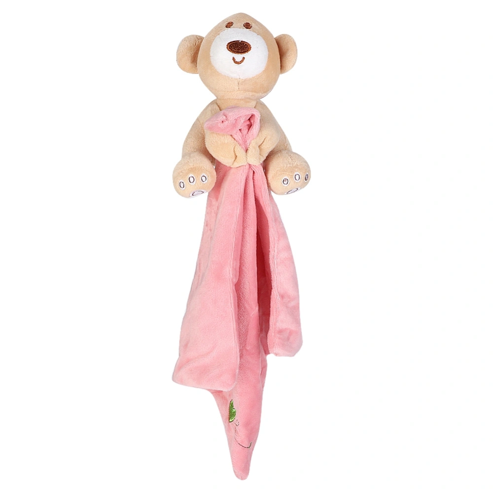 Infant Safety Towel Cartoon Animal Doll Soothing Towels Baby Bear Comforting Toys (Pink)