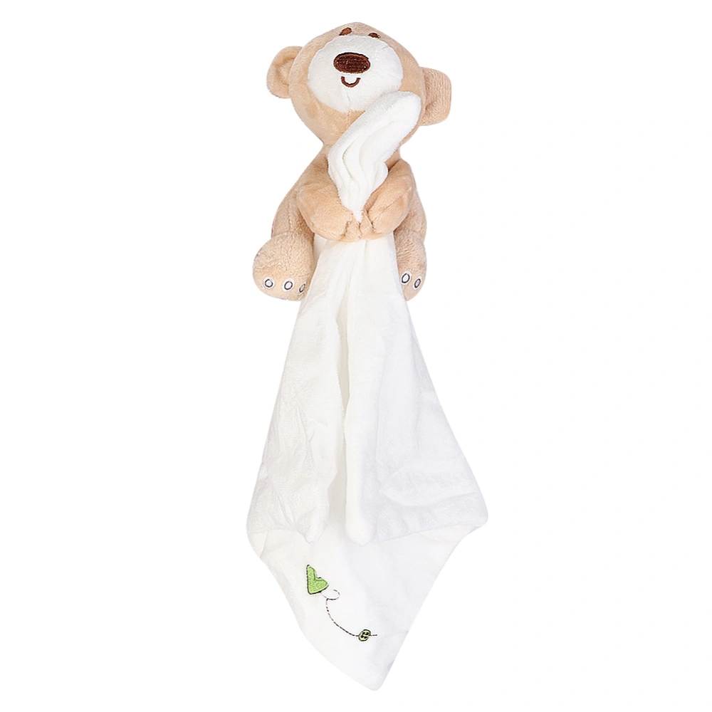 Infant Safety Towel Cartoon Animal Doll Soothing Towels Baby Bear Comforting Toys (White)