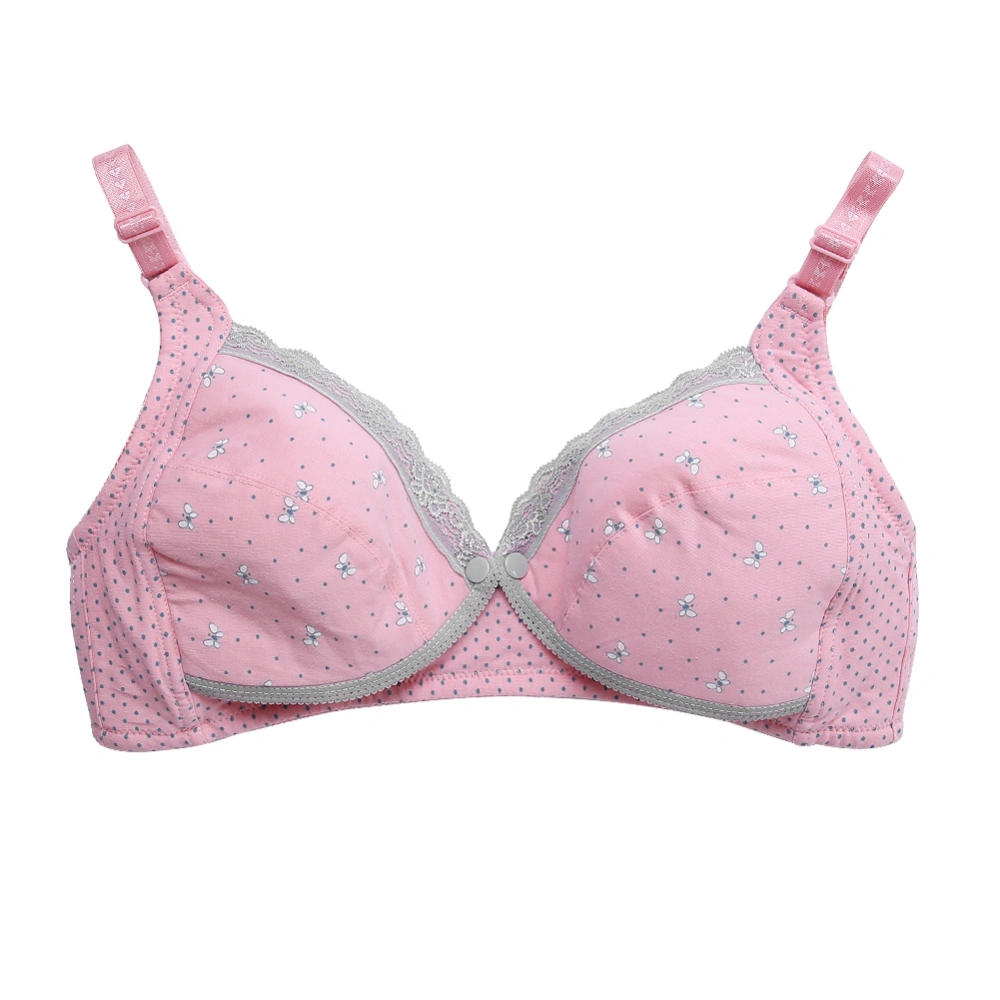 Butterfly Lace Button Front Opening Without Underwire Lactation Bra for Mommy (Pink 95)