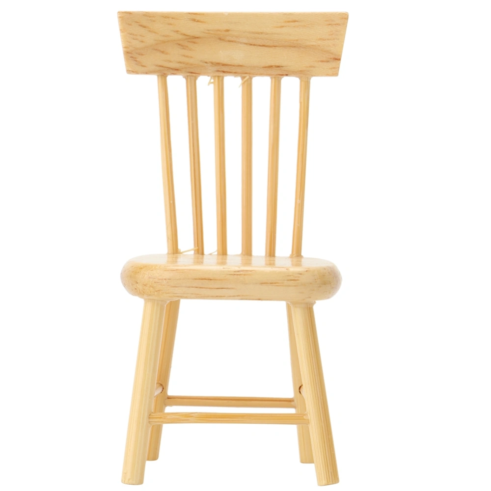 Miniature Furniture Model Wooden Dining Chair for 1:12 Doll House Accessory(Wood Color)