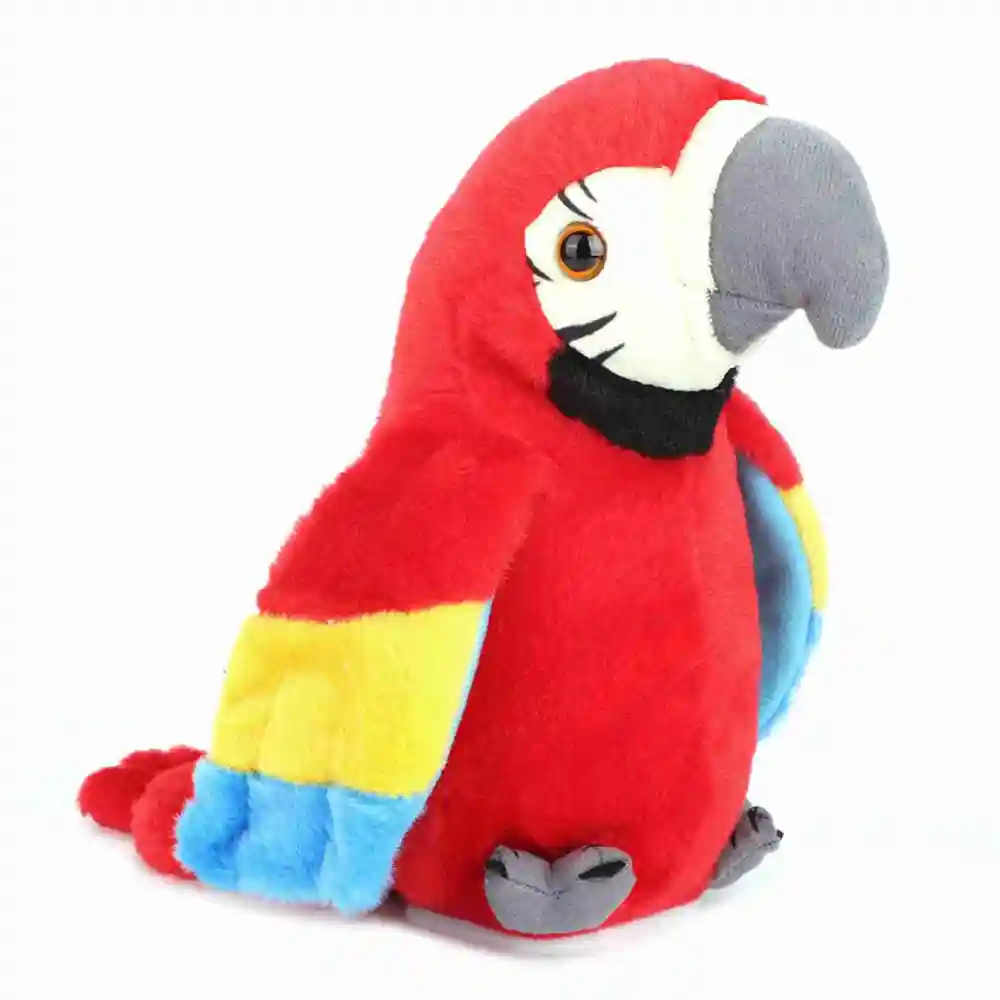 Cartoon Cute Electric Recording Learning Talking Plush Parrot Early Education Toy(Red)