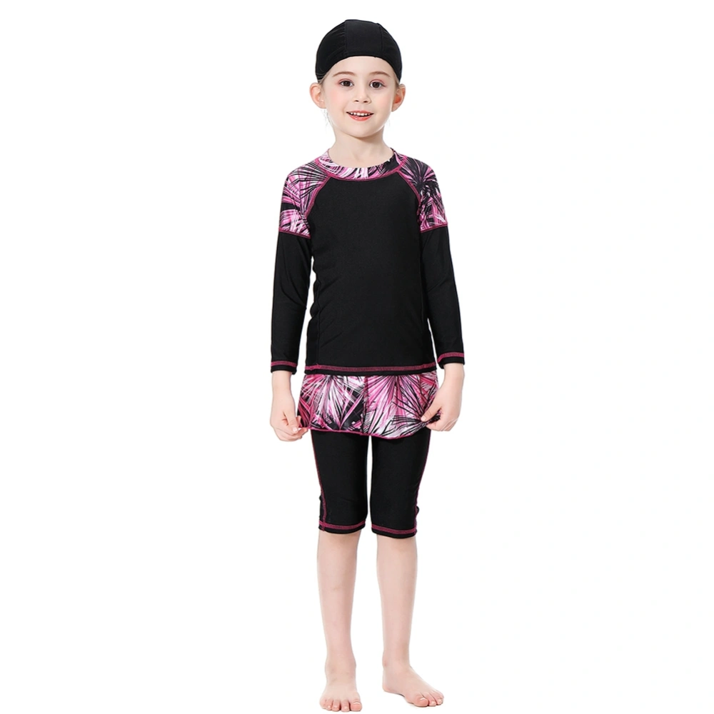 Muslim Fashion Girl Children Traditional Two-piece Swimwear Swimsuit (Black 90cm)