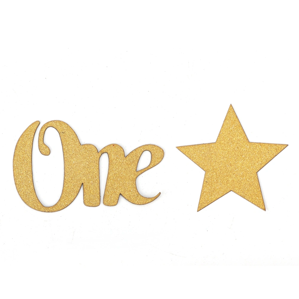 100PCS Romantic Birthday Proposal Party Scene Decorations Pentagram Letters One(Gold Star)