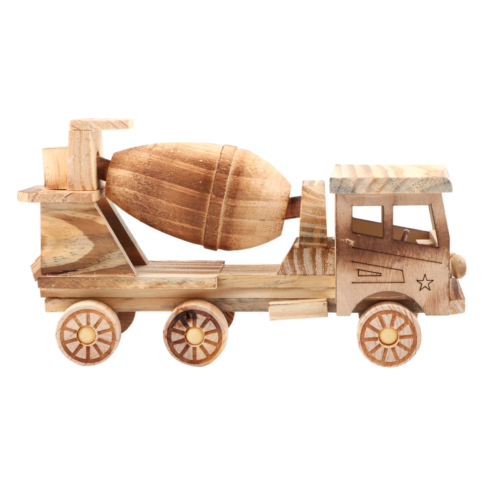 Children Wooden Concrete Mixer Model Car Truck Engineering Vehicles Kids Toy