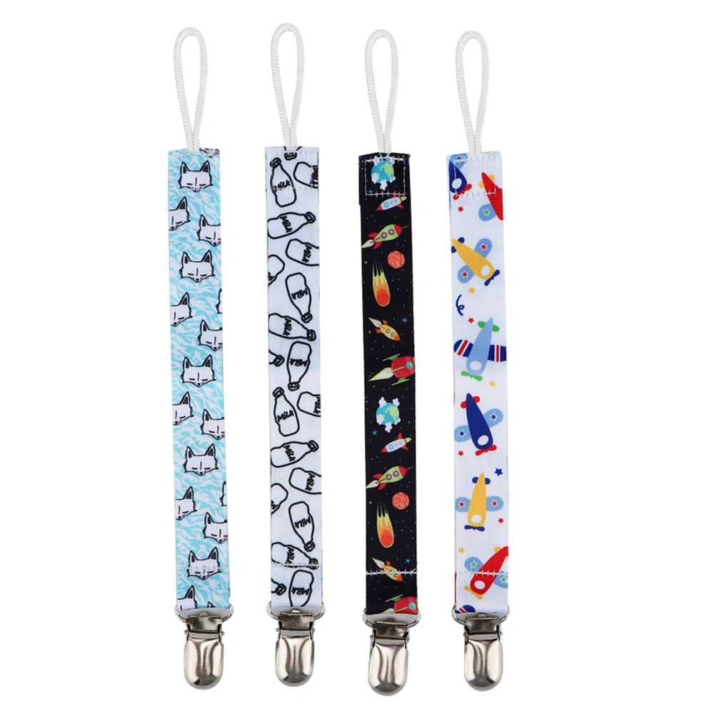 4pcs Baby Pacifier Clip Chain Printing Cotton Strap Soother Nipple Holder for Infant Child (5)