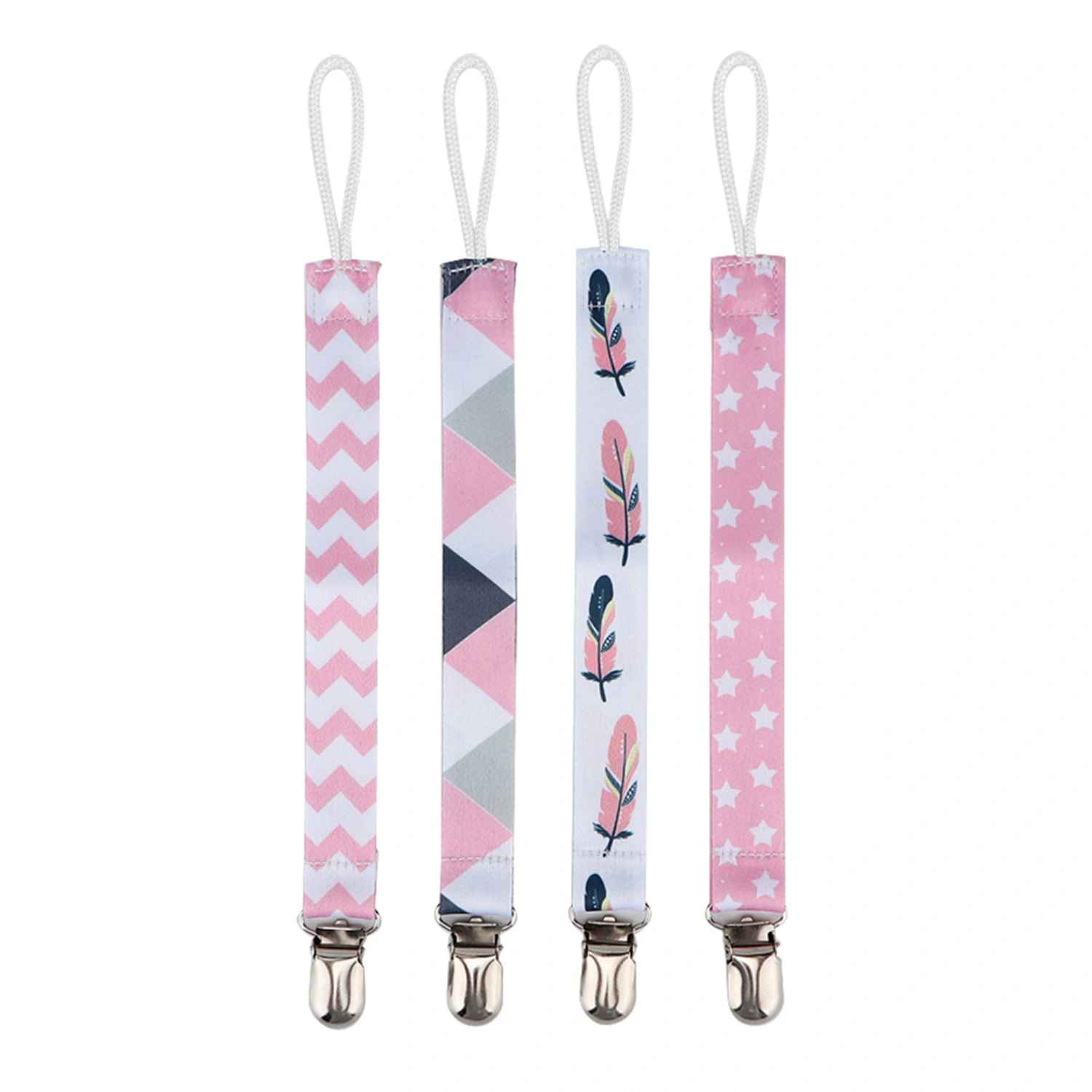 4pcs Baby Pacifier Clip Chain Printing Cotton Strap Soother Nipple Holder for Infant Child (6)