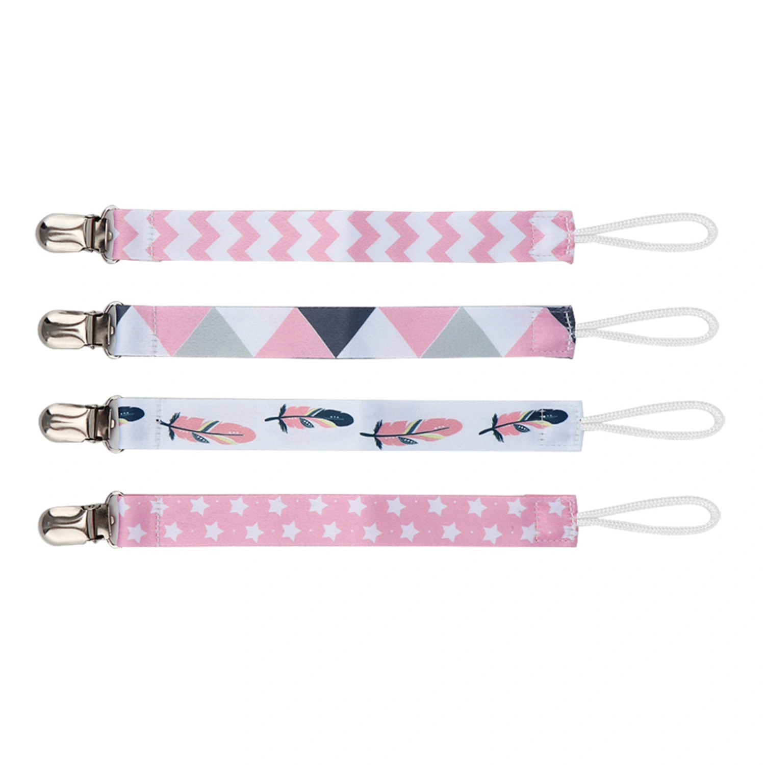 4pcs Baby Pacifier Clip Chain Printing Cotton Strap Soother Nipple Holder for Infant Child (6)