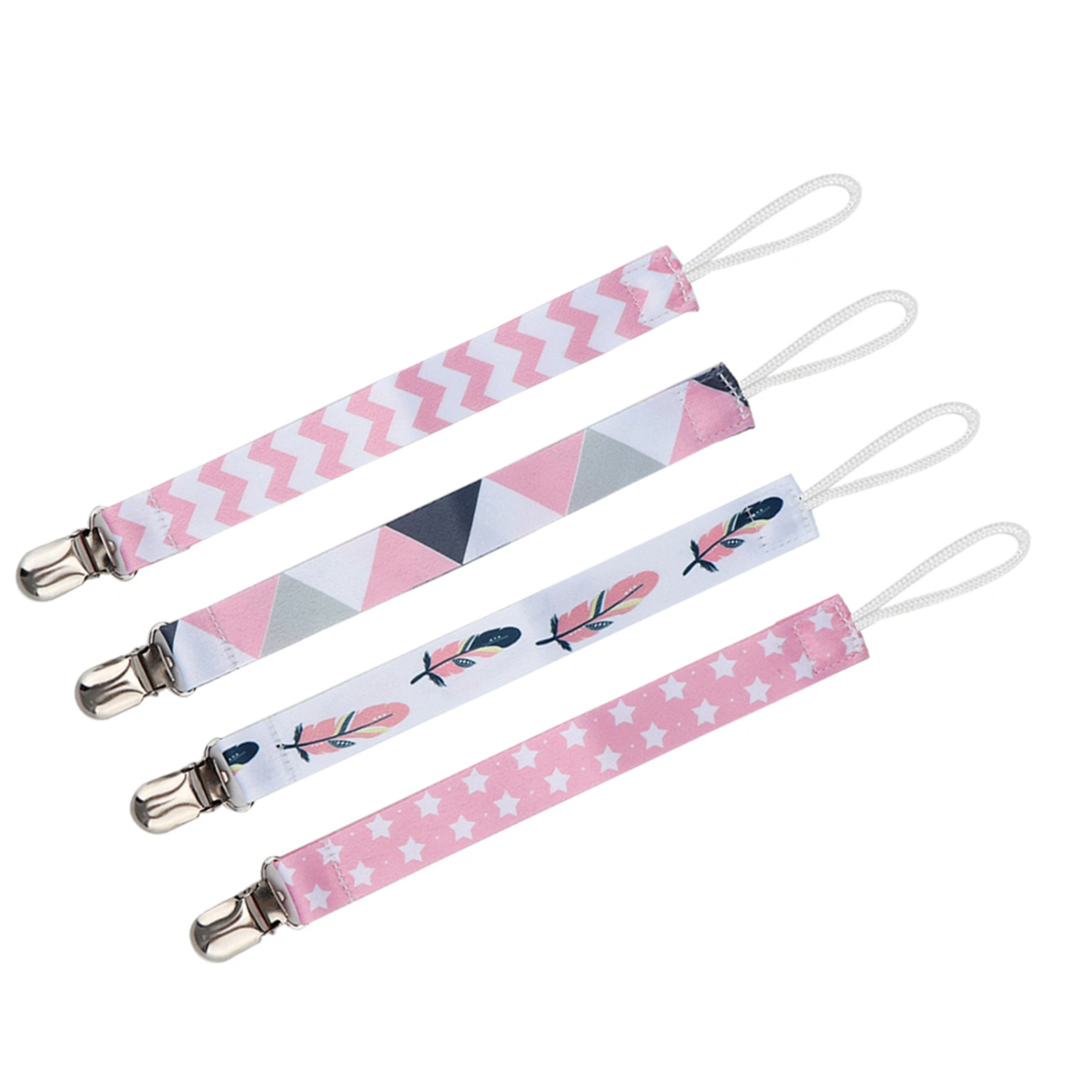 4pcs Baby Pacifier Clip Chain Printing Cotton Strap Soother Nipple Holder for Infant Child (6)
