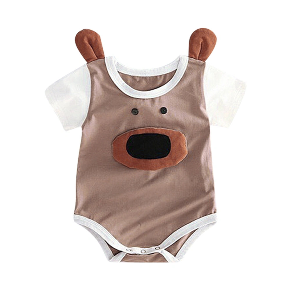 Unisex Baby Infant Cartoon Pattern Jumpsuit Short Sleeve Summer Jumpsuit (Brown Calf 90)