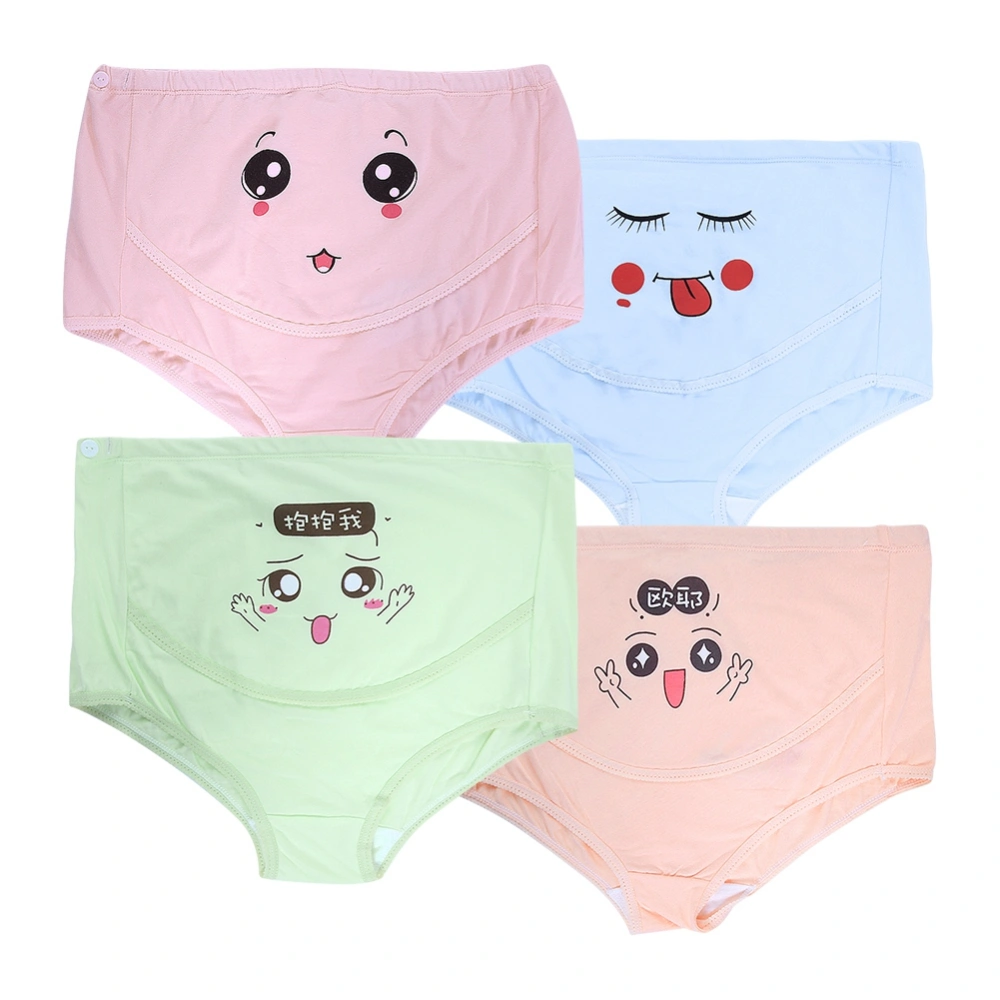 4PCS Women Lady High Waist Cute Adjustable Panties Cartoon Briefs Maternity Underwear (#2 XL)