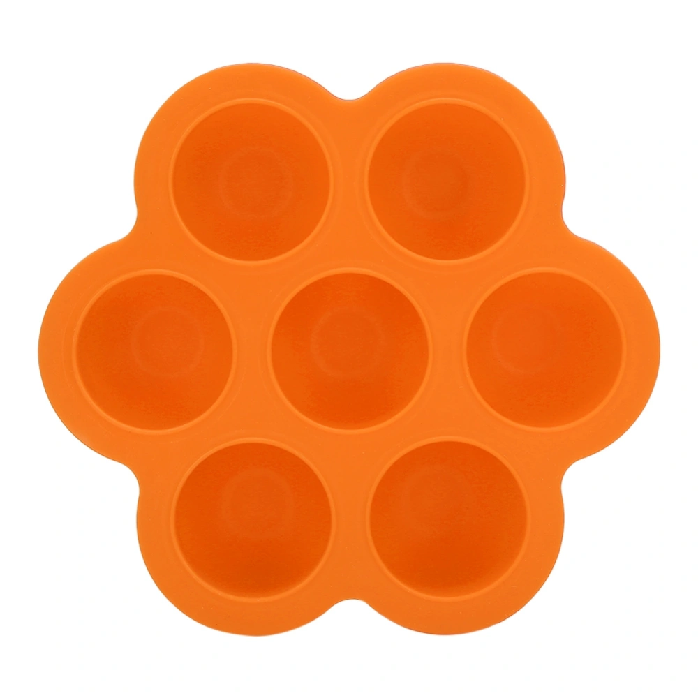 Silicone Baby Food Storage Box Egg Bites Mold Ice Cube Tray 7 Holes (Orange)