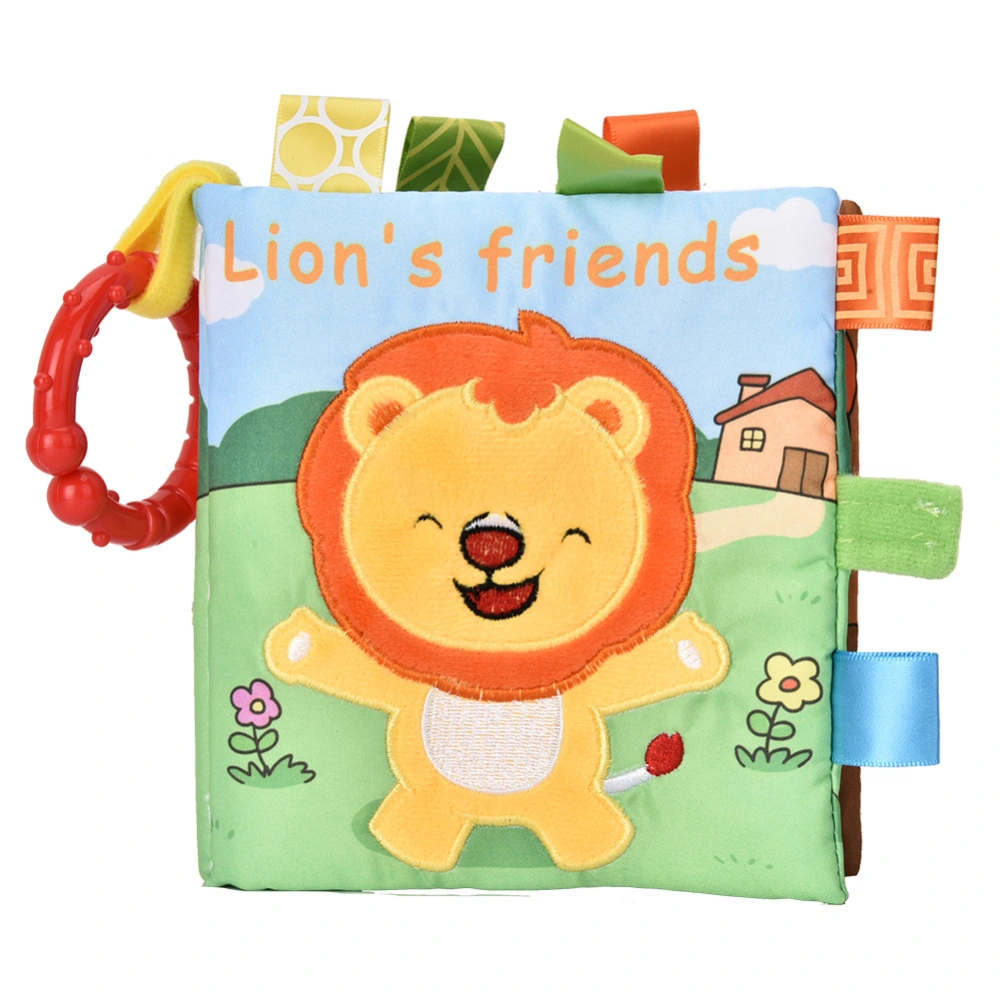 Baby Soft Cloth Story Book Infant Rattles Book Toy Early Educational Development Toys (Lion)