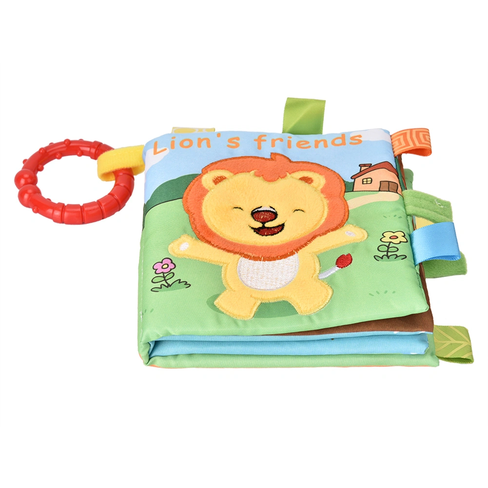 Baby Soft Cloth Story Book Infant Rattles Book Toy Early Educational Development Toys (Lion)
