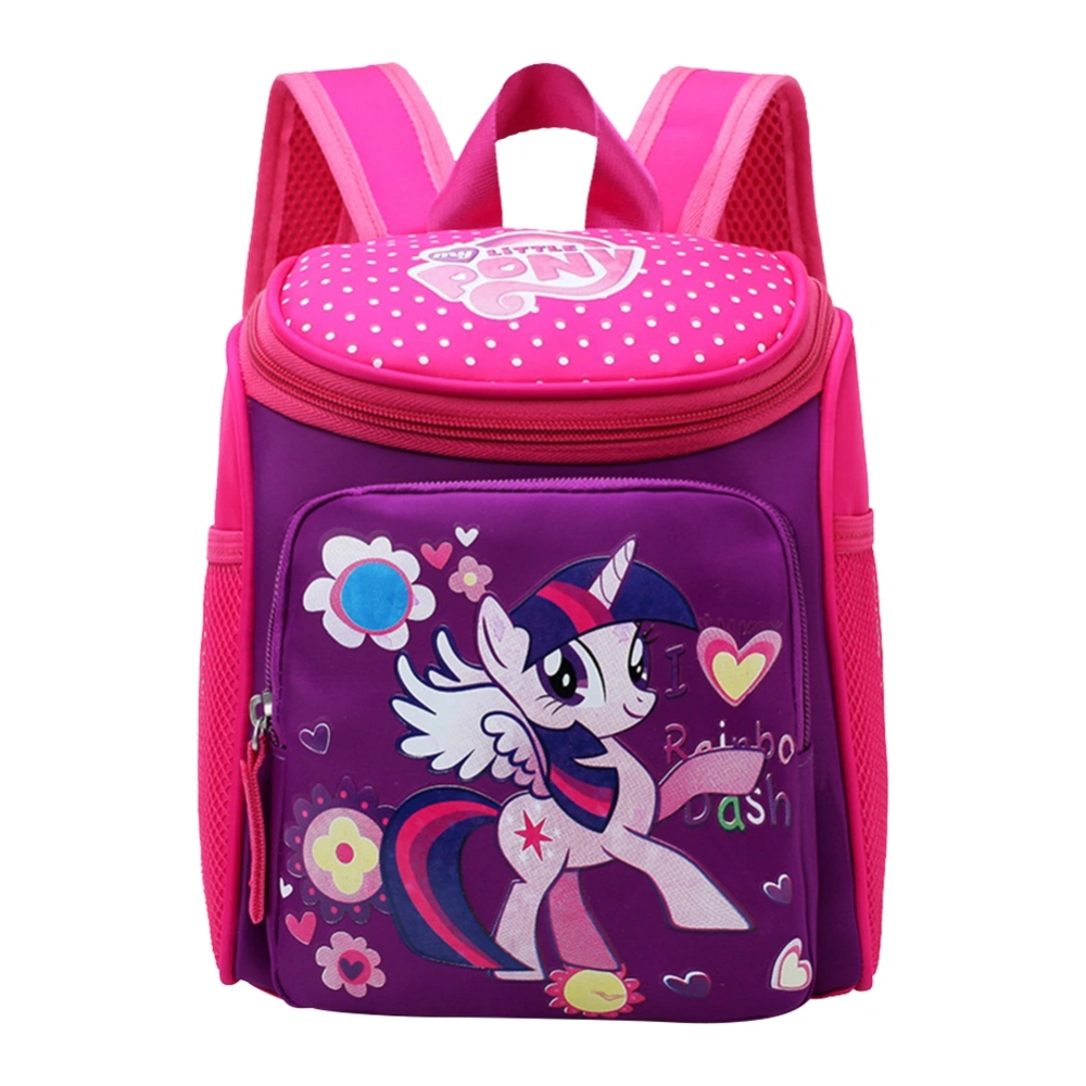 Fashionable Cute Cartoon Small Horse Kindergarten Kids Schoolbag Children Backpack (Rose Red)