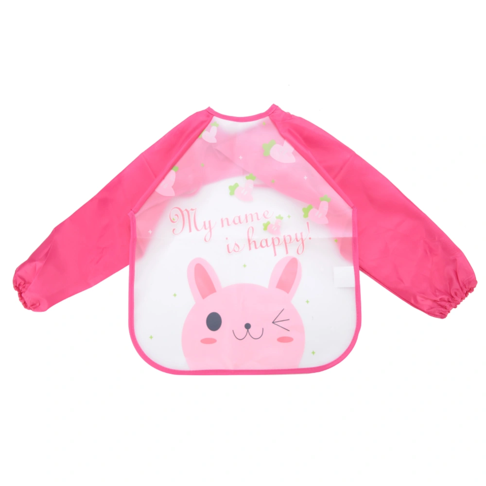 Kids Long Sleeve Waterproof Bib Baby Kid Painting Eating Playing Apron(pink rabbit)