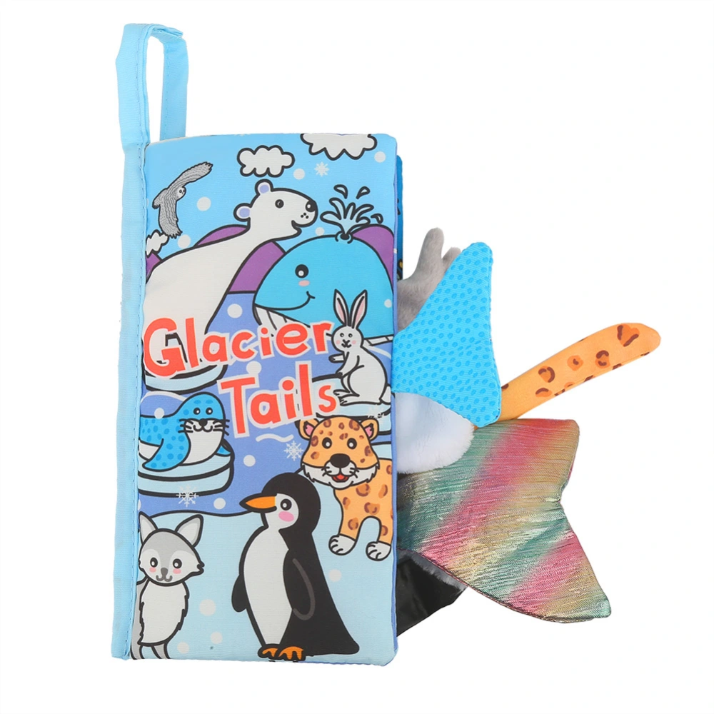 Soft Baby Cloth Activity Crinkle The animal's tail Book Early Education Book(Blue Glacier)