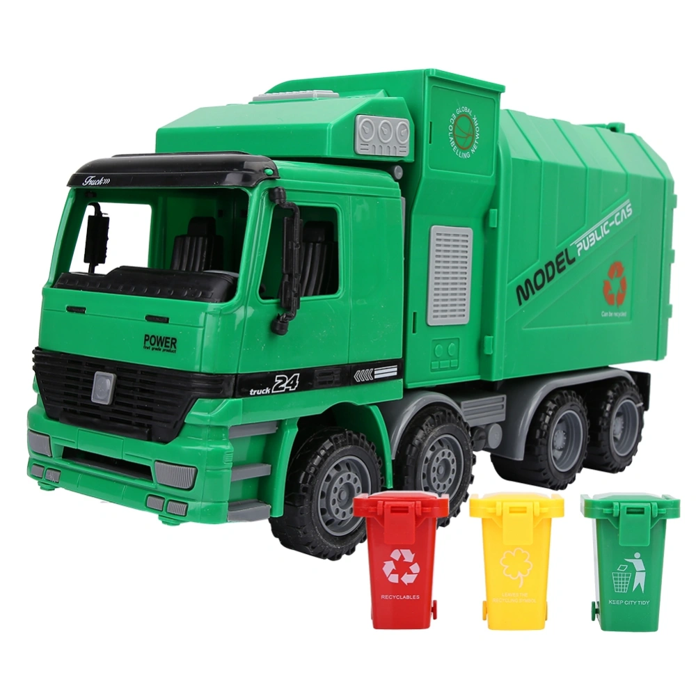 Children Simulation Inertia Garbage Truck Sanitation Car Model Toys With Three Trash