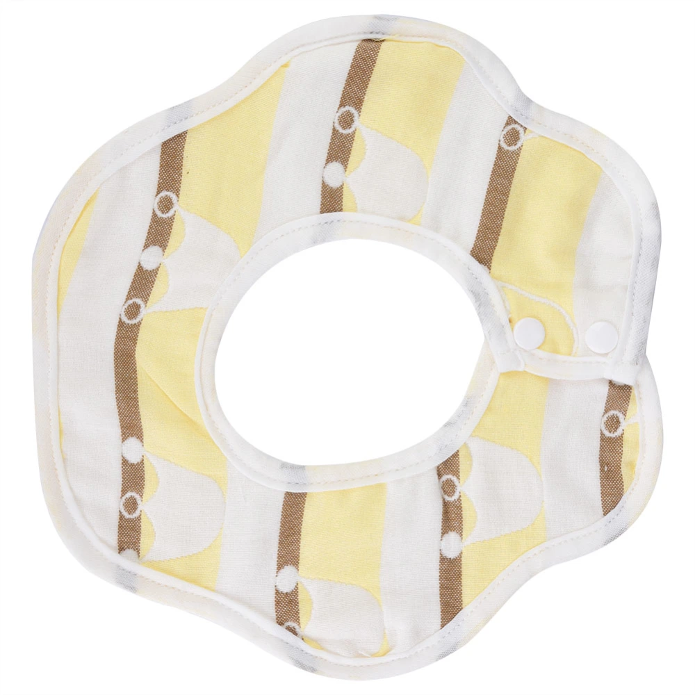 360 Degree Rotation Newborn Baby Bib 6 layers Cotton Burp Cloth for Toddler (Yellow Crown)