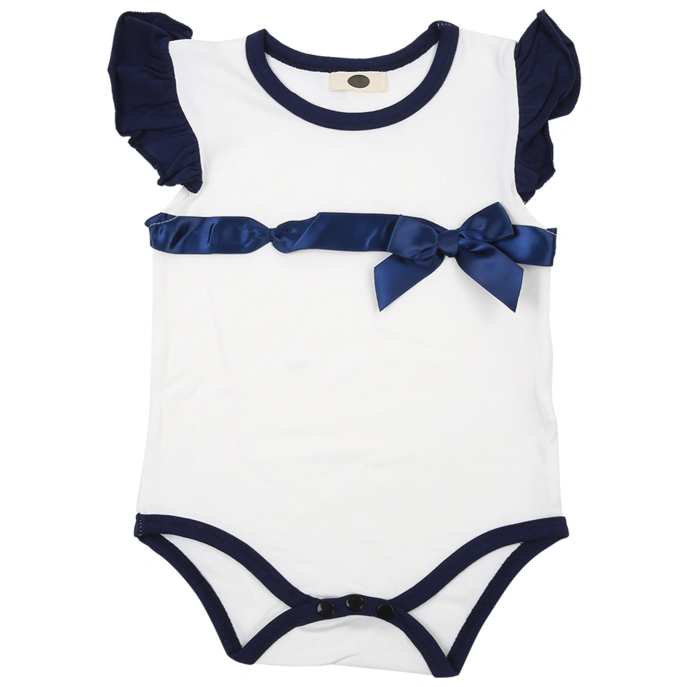 Baby Bow Triangle Conjoined Clothes for Baby Climbing Cotton Romper for Summer White 90