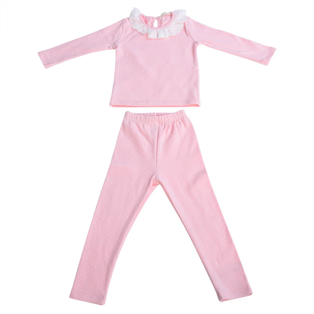 Baby Girl Outfit Long Sleeve Lace T-Shirt and Pant Cotton Toddler Outfit Set (Pink 90)