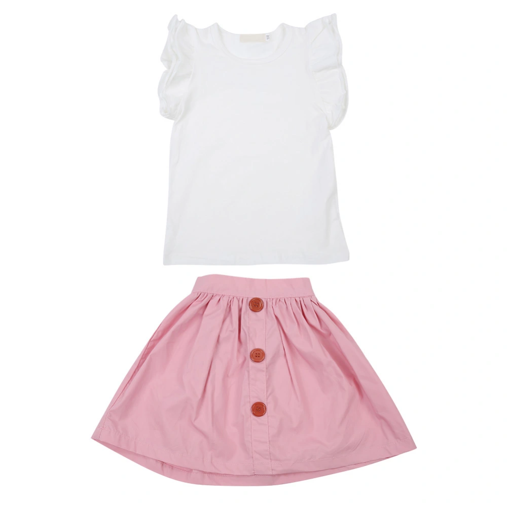 Newborn Baby Clothes Flappable Sleeve Short Skirt Set (Pink 100)