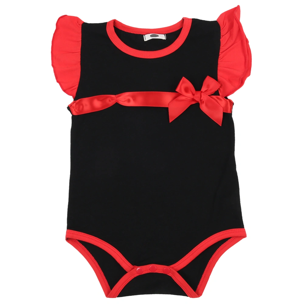 Baby Bow Triangle Conjoined Clothes for Baby Climbing Cotton Romper for Summer Black 70