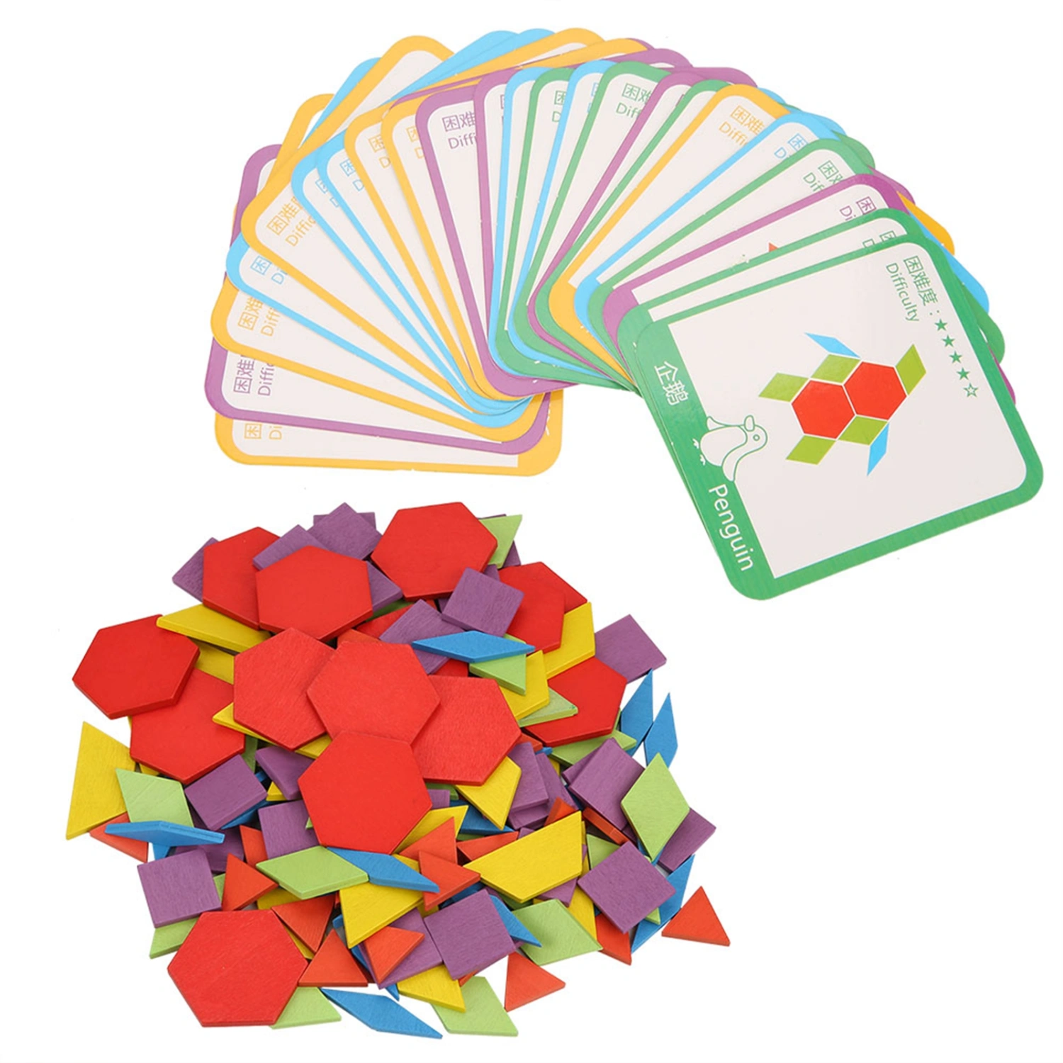 Colorful Wooden Puzzle Board Set Kids Children Toddlers Educational Game Play Toys