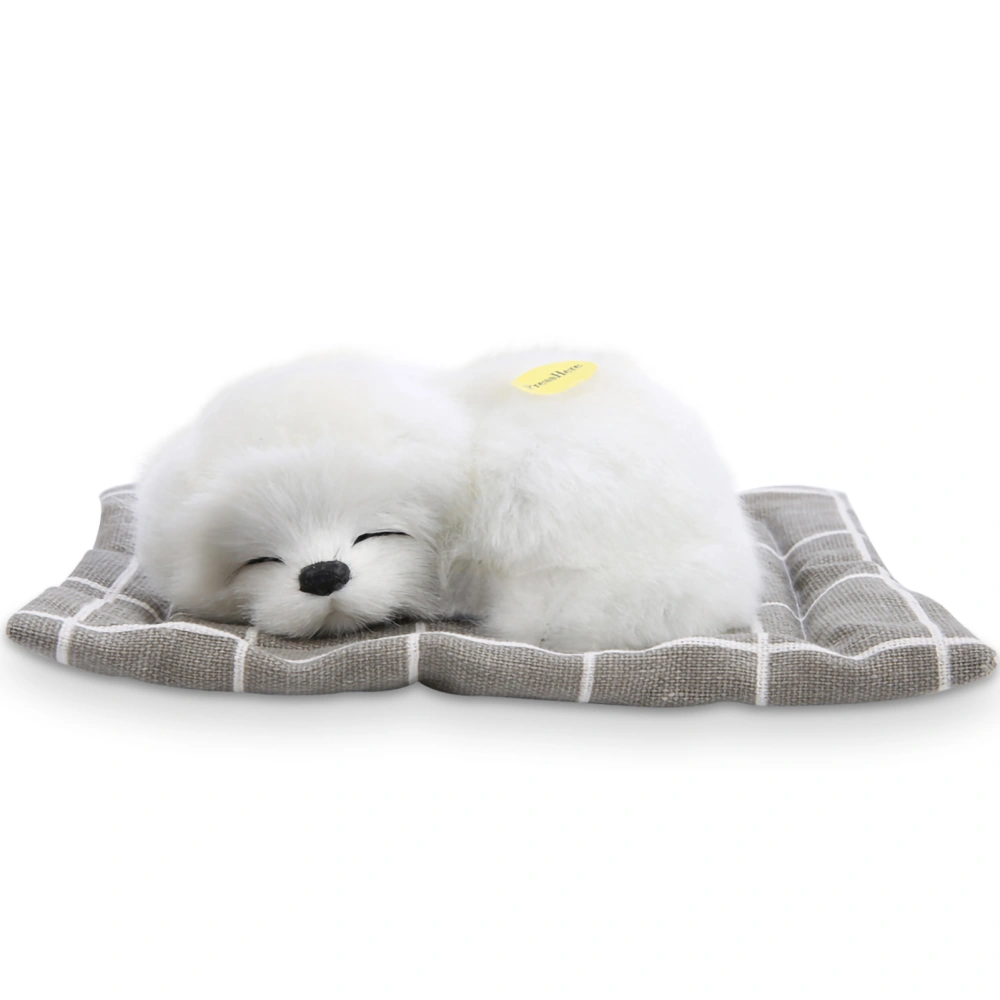 Lovely Simulation Animal Doll Plush Sleeping Dogs Kids Stuffed Toys With Sound Full White