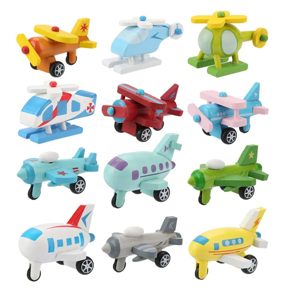 12Pcs/Set Wooden Baby Kid Cartoon Toy Car Early Learning Educational Traffic Toys(#2)