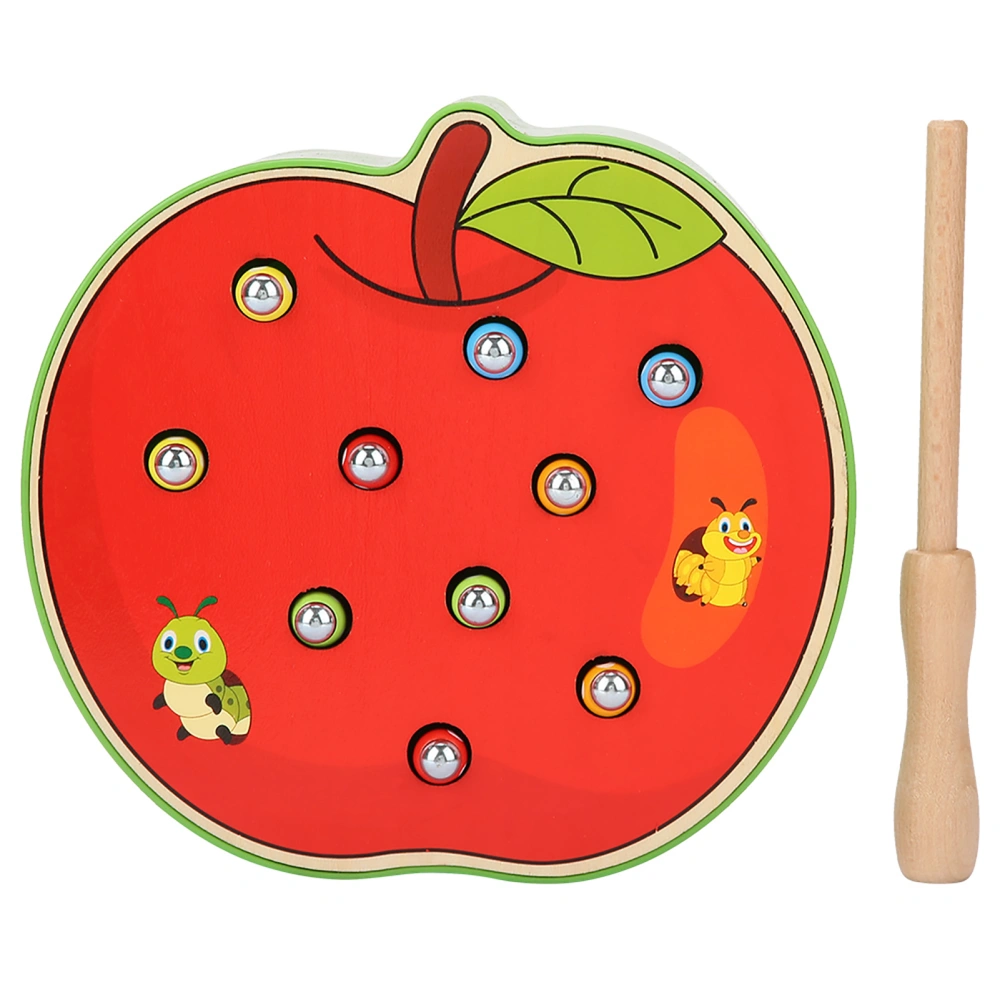 Fruit Shape Children Educational Toys Catching Worms Games with Magnetic Stick (Apple)