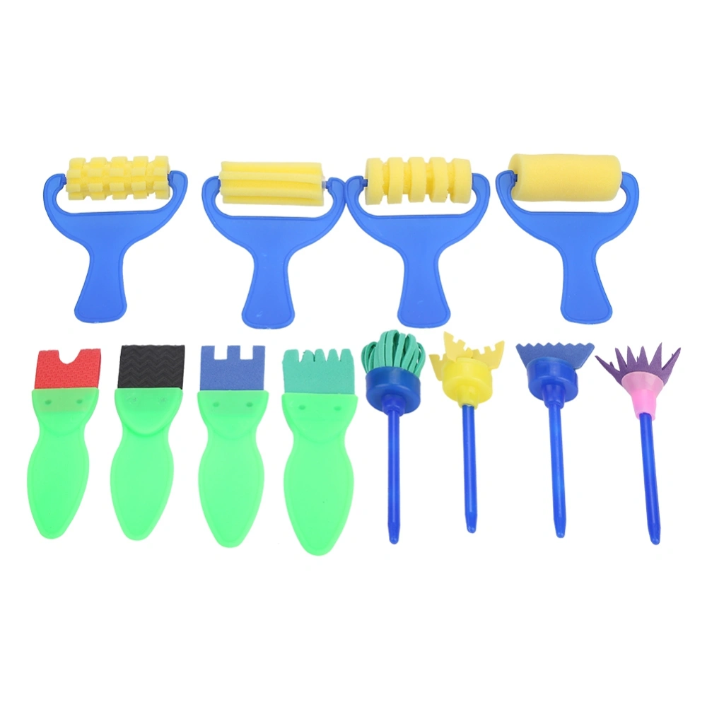 12pcs Kids Painting Supply Brushes Sponge Paint Roller Brush Toy Drawing Set for Child Play