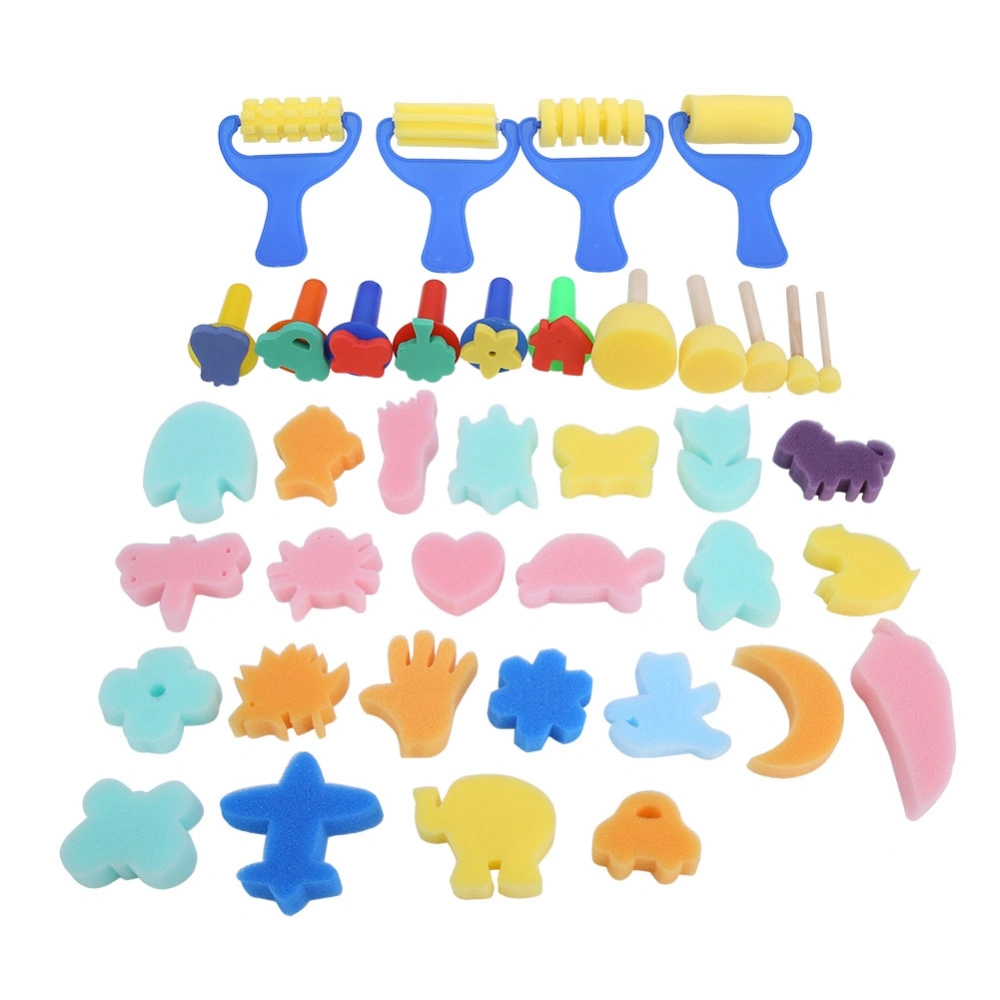 39 pcs DIY Children Color Sponge Painting Brushes Drawing Doodle Kids Toys Tools