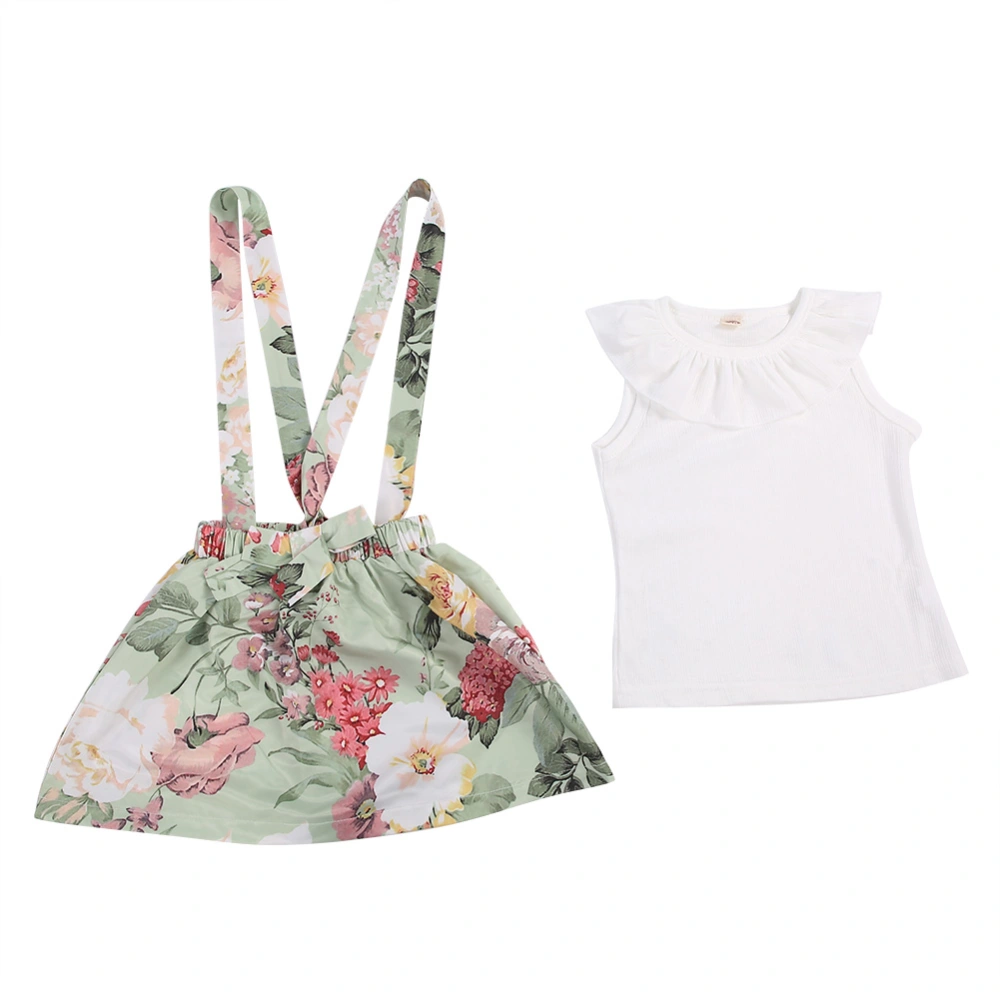 Baby Girl Skirt Outfit Shirt Tops+Short Skirt Clothing Set with Lotus Leaf Collar(110cm)