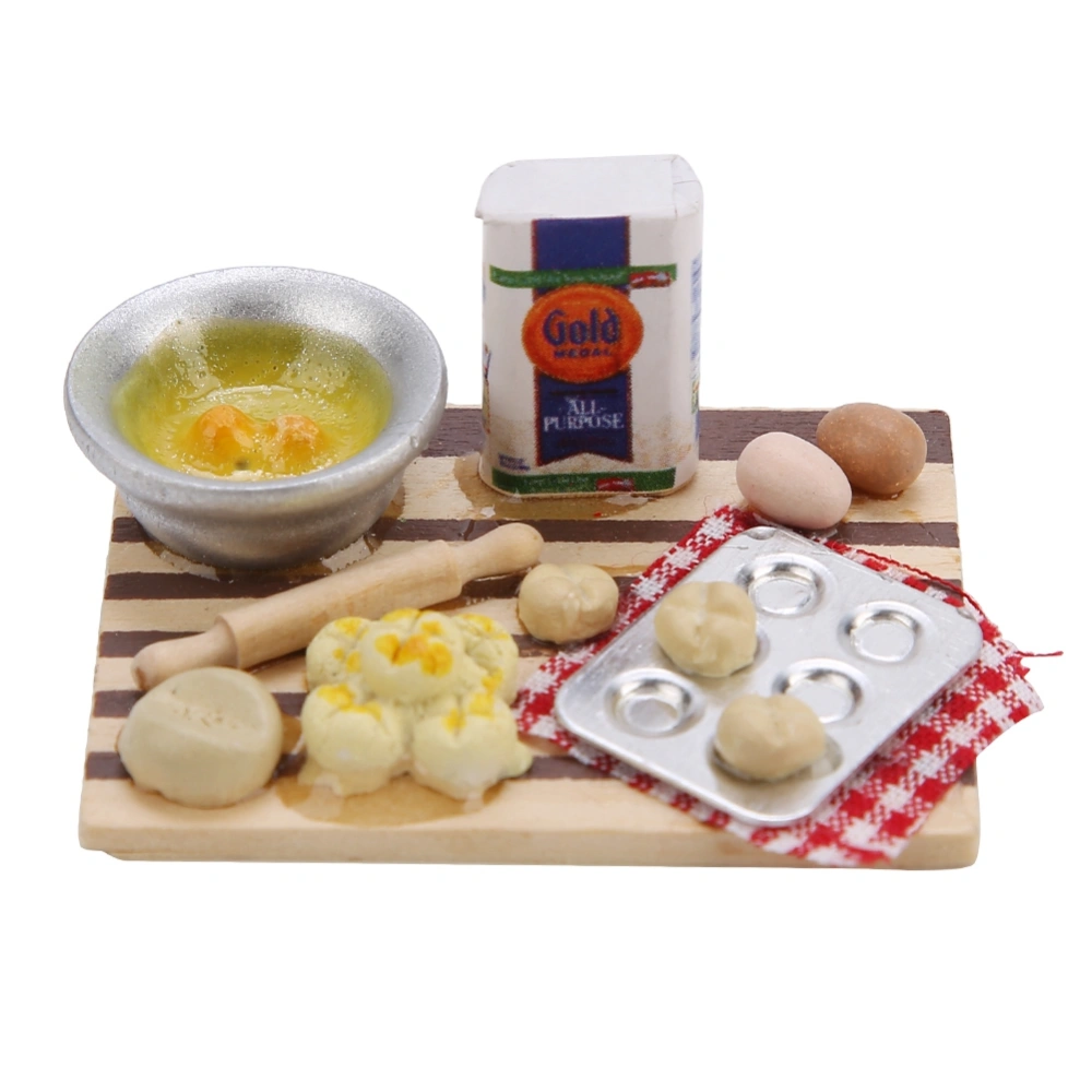 Play House Toy Dollhouse Accessories Miniature Food Bread Cooking Board for 1/12 Scale Doll