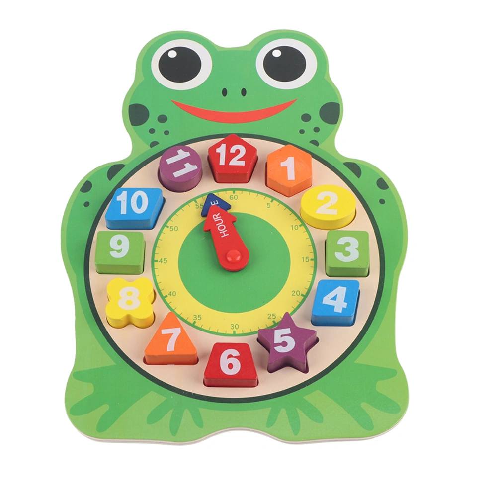 Kids Wooden Toys Big Cartoon Clock Animal Puzzle Educational Toy for Children Boys Girl(Frog)