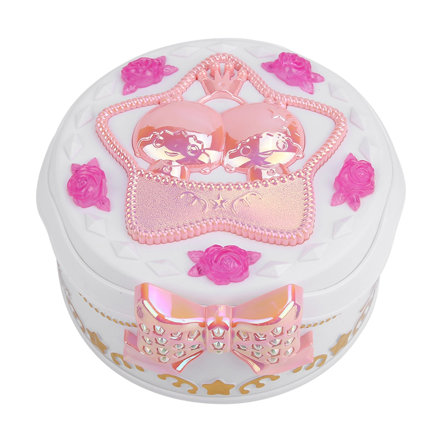 Music Musical Box Miniature Rotary Ballerina Girl Jewelry Storage for Kids Girls (White)