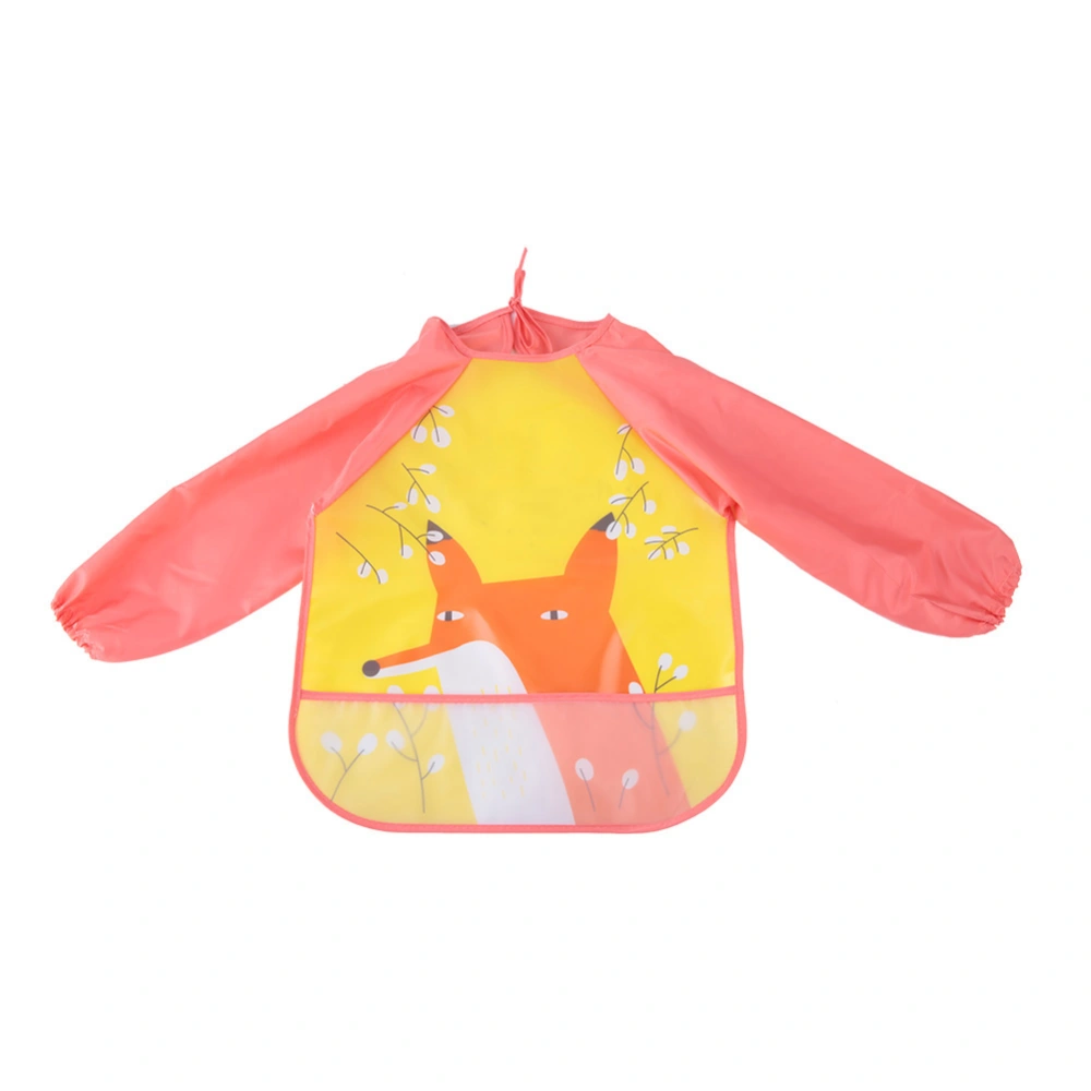 Cartoon Baby Kids Toddler Waterproof Feeding Apron Long Sleeve Bib Overclothes (Yellow)