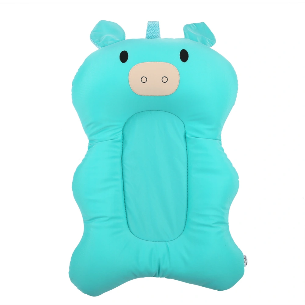 Portable Baby Bath Mat Infant Bathtub Mat Air Cushion Newborn Bath Pad Pig Shape (Light Green)