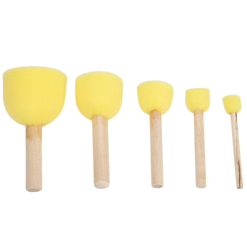 5pcs Child DIY Painting Sponge Seals Brushes Tool Wooden Handle Drawing Toy Supply