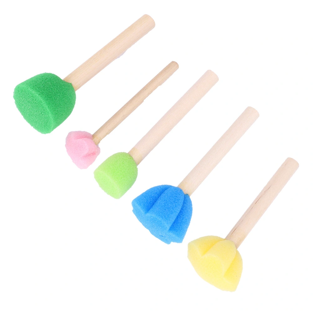 5pcs Colorful Mini DIY Painting Sponge Seals Brushes Tool Wooden Handle Drawing Toy Supply